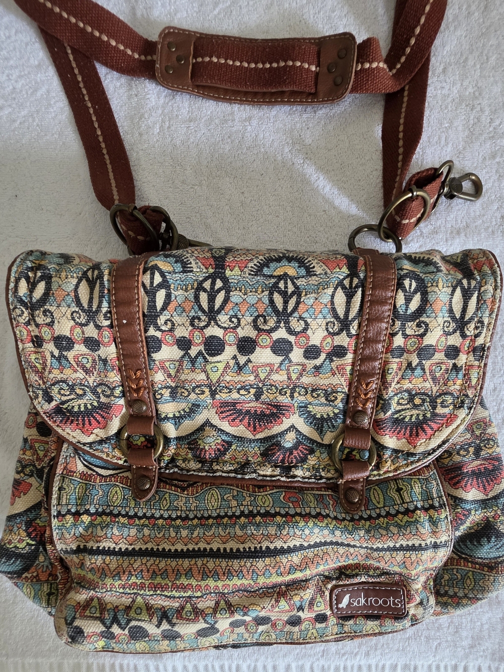 Sakroots Artist Circle Convertible Backpack Crossbody Bag Boho Canvas